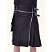 Black Gothic Zipper Utility Kilt For Active Men