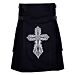 Celtic Sword Embroidery Pattern Black Utility Kilt