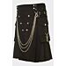 Black Cargo Pocket With Chain Utility Kilt