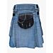 Indigo Denim Kilt With Black Leather Sporran
