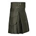 Olive Green Cotton Utility Kilt For Men
