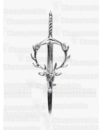 Celtic Silver Stag Head Kilt Pin