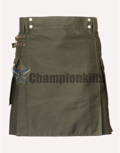 Oliva Green Men Utility Kilt